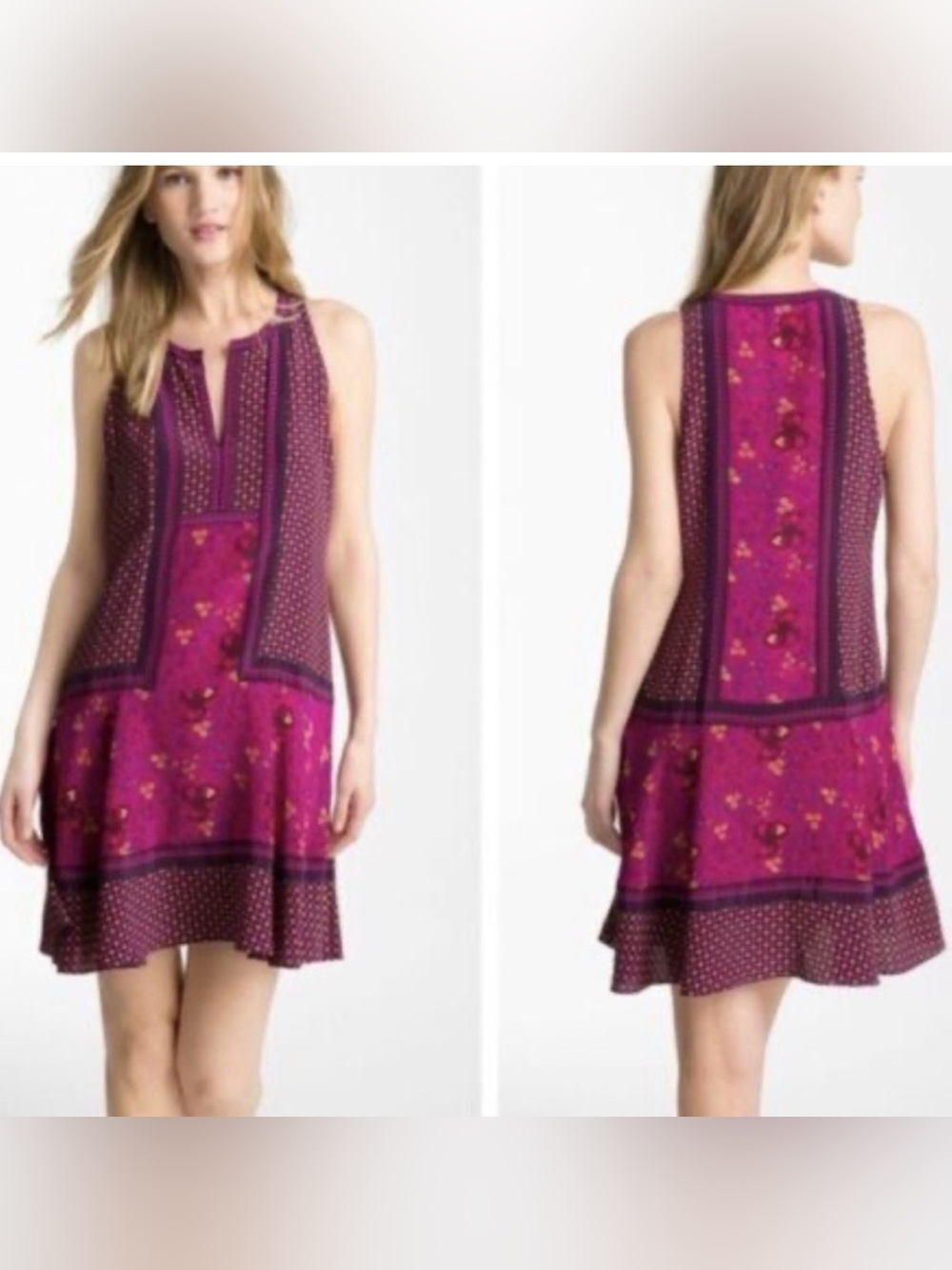 Rebecca Taylor 100% Silk V- neck Sleeveless Dress Size 4